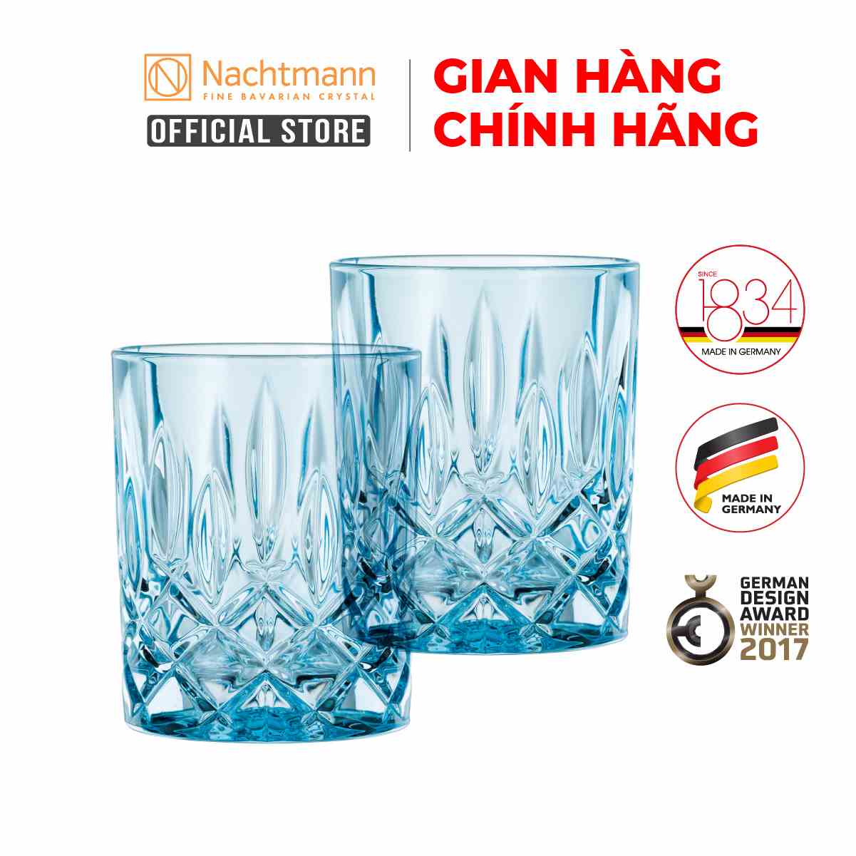 Bộ 2 ly pha lê whisky Nachtmann Noblesse màu xanh biển-Hàng chính hãng