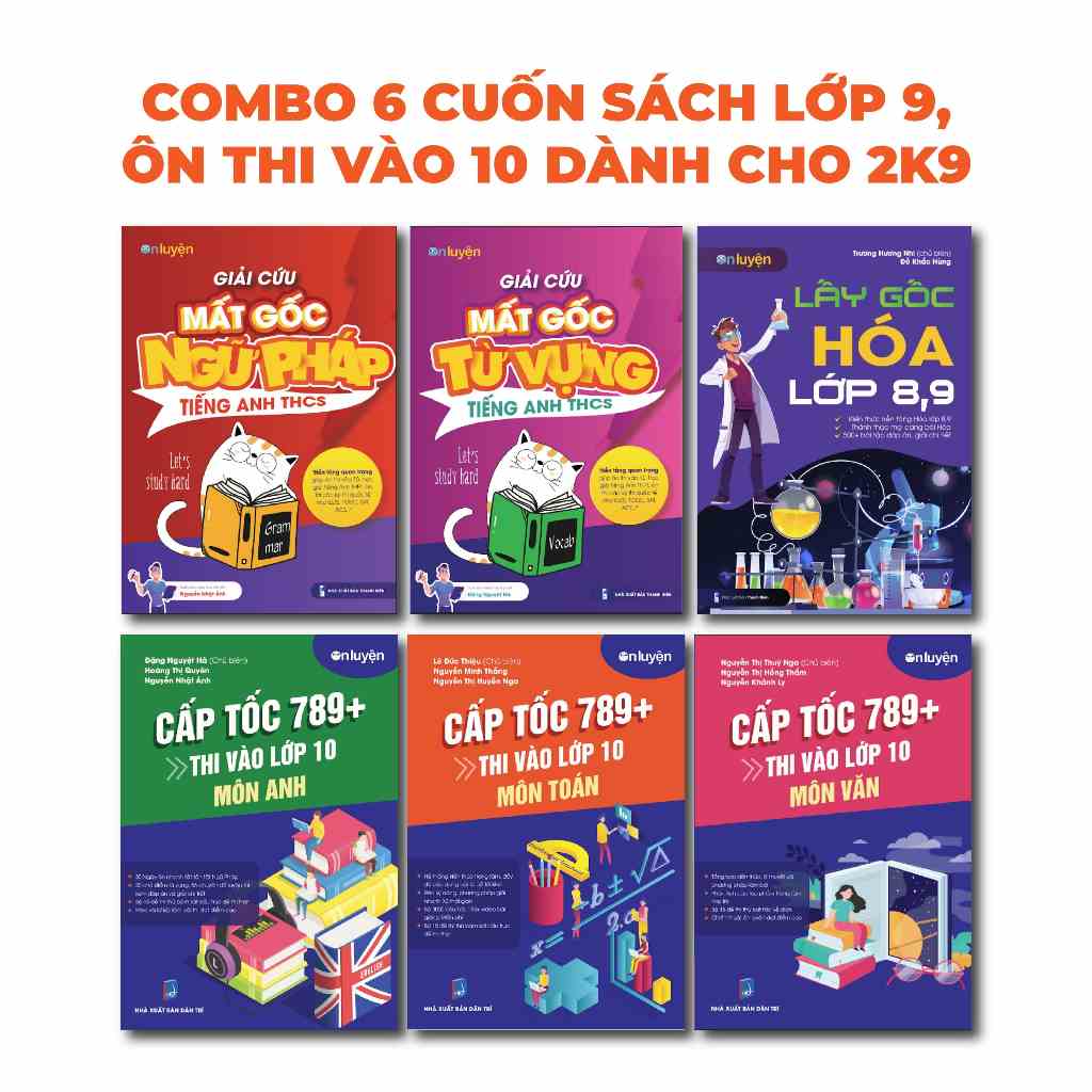 Combo 6 cuốn sách lớp 9, ôn thi vào 10 dành cho 2k9