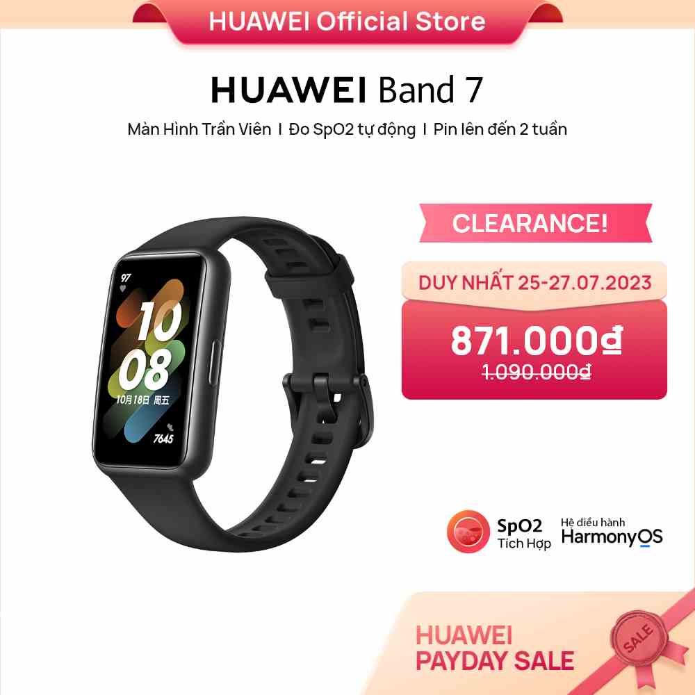 [Mã ELCN02 giảm 500K đơn 300K] Vòng Đeo Tay Thông Minh HUAWEI Band 7 | Đo SpO2 tự động | Pin lên đến 2 tuần