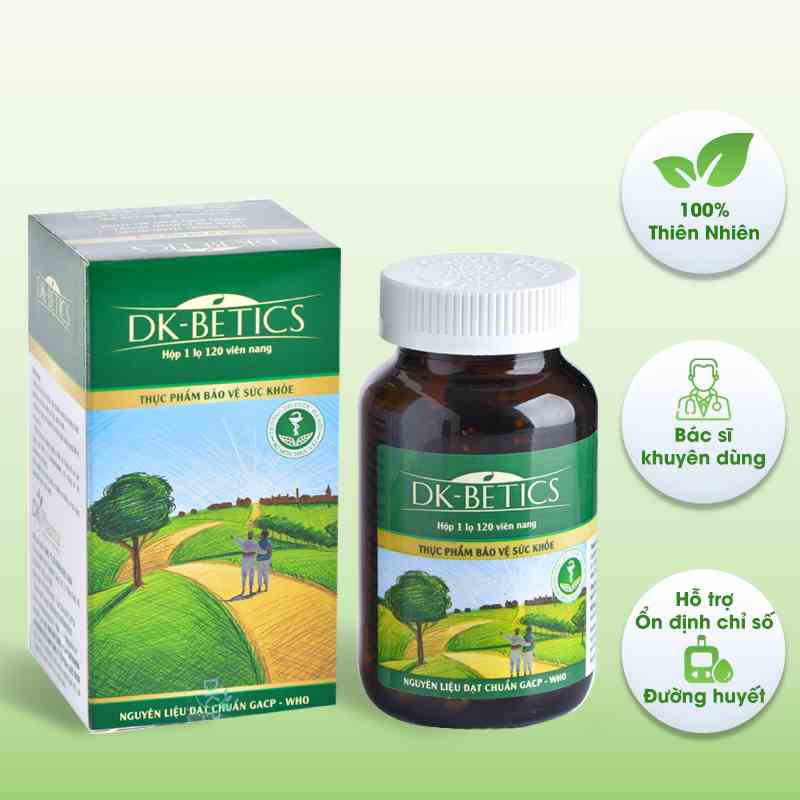 Viên tiểu đường dây thìa canh lá to DK Betics - DK Pharma, hỗ trợ hạ và ổn định đường huyết an toàn - Hộp 120 viên