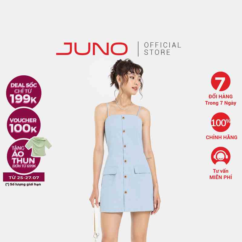 Đầm Ngắn JUNO Thời Trang JUNO Form A Có Nút JNDNG005