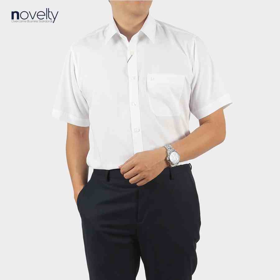 [Mã BMLTB35 giảm đến 35K đơn 99K] Áo sơ mi nam ngắn tay màu trắng Classic Novelty 220128N