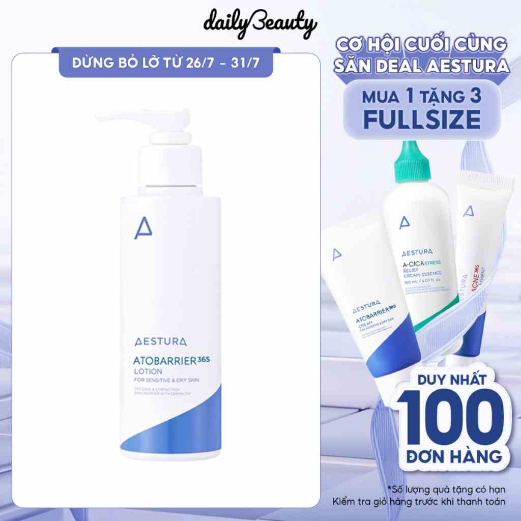 Sữa Dưỡng Da Mềm Mại Aestura Atobarrier365 Lotion 150ml Daily Beauty Official