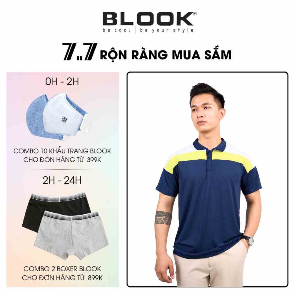 [Mã BMLT35 giảm đến 35K đơn 99K] Áo Polo nam thể thao BLOOK có cổ BASIC vải cá sấu cotton, nam tính, năng động mã 35572