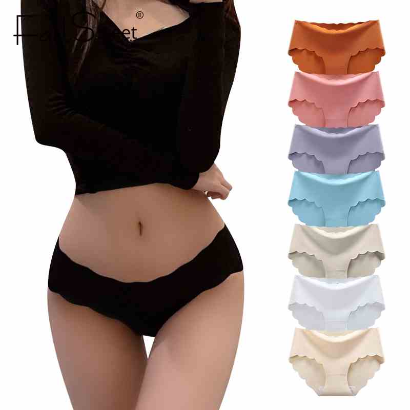 M-2XL Quần lót FallSweet vải lụa lạnh màu trơn không đường may thoải mái cho nữ