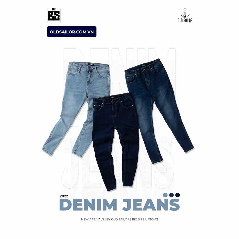 Quần Jeans Nam OLD SAILOR Chất Jean Aero Cool, Dáng Carrot Thời Trang BigSize Upto 42