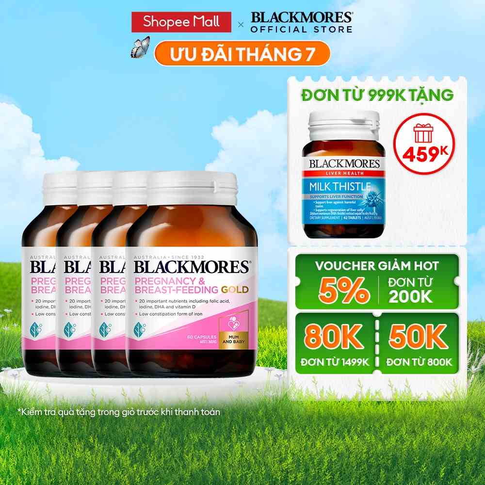 Combo 4 Lọ Vitamin Tổng Hợp Cho Bà Bầu Và Mẹ Cho Con Bú Blackmores Pregnancy & Breast-Feeding Gold 60 Viên/Lọ