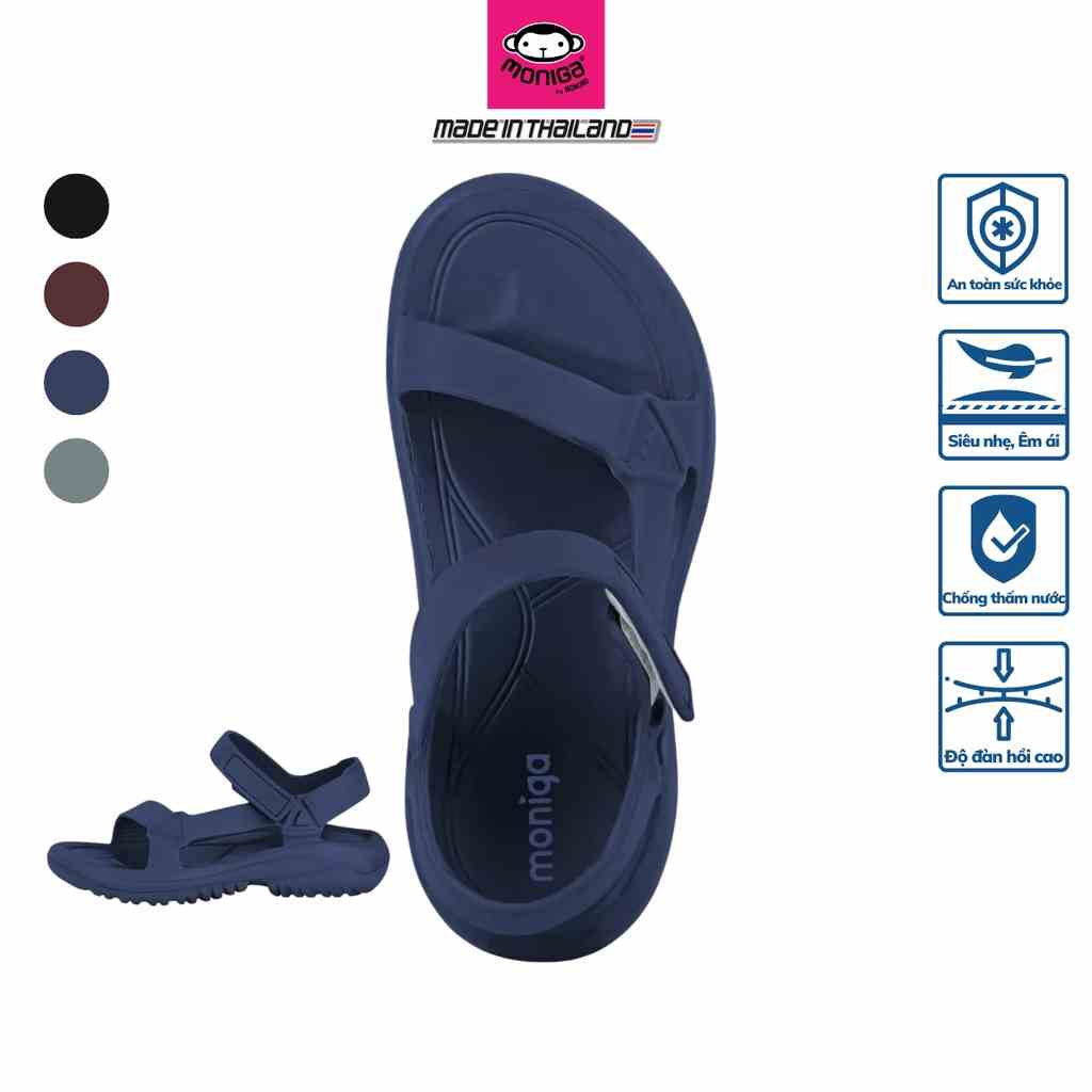 Giày sandal unisex nam nữ Thái Lan nhựa đúc quai chéo lệch trẻ trung siêu nhẹ MONOBO - Moniga QUEST