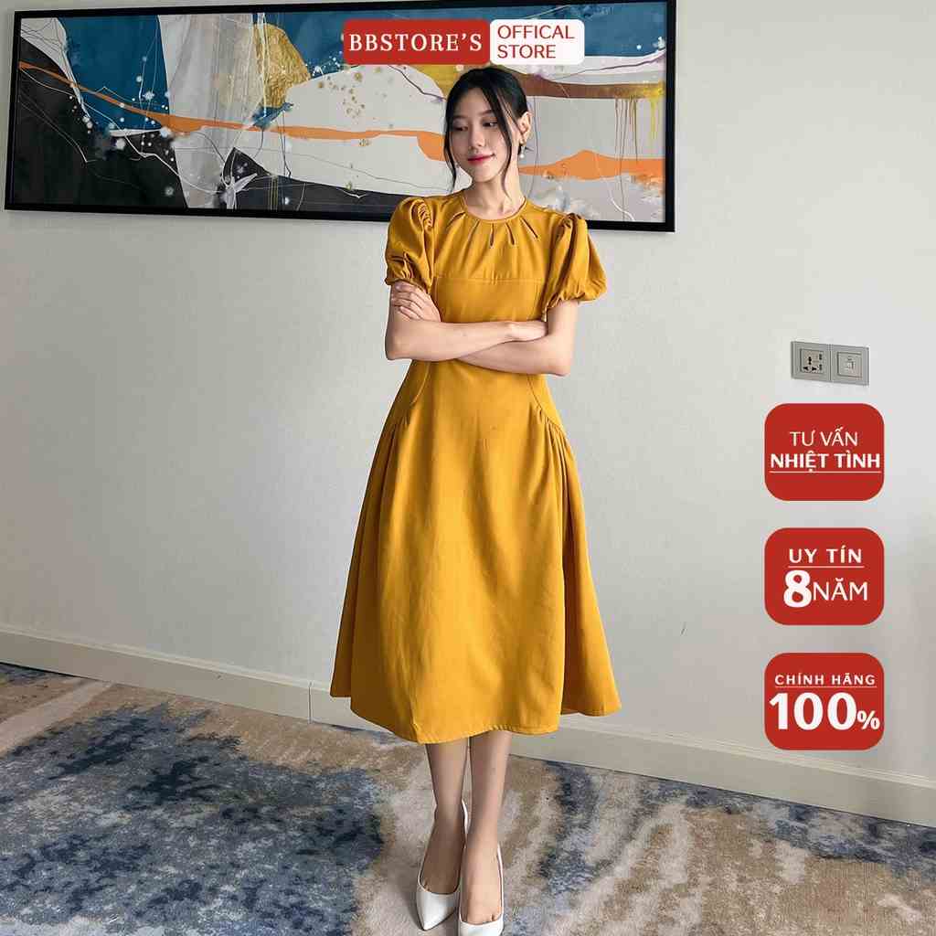 BBSTORES Đầm Xòe Dự Tiệc Cutout Tay Phồng Thời Trang Đi Làm Cực Xinh -D1274