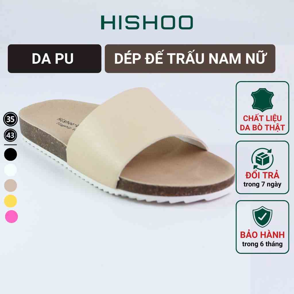 Dép Đế Trấu Nam Nữ Birken Quai Ngang Da Tổng Hợp Hishoo S114