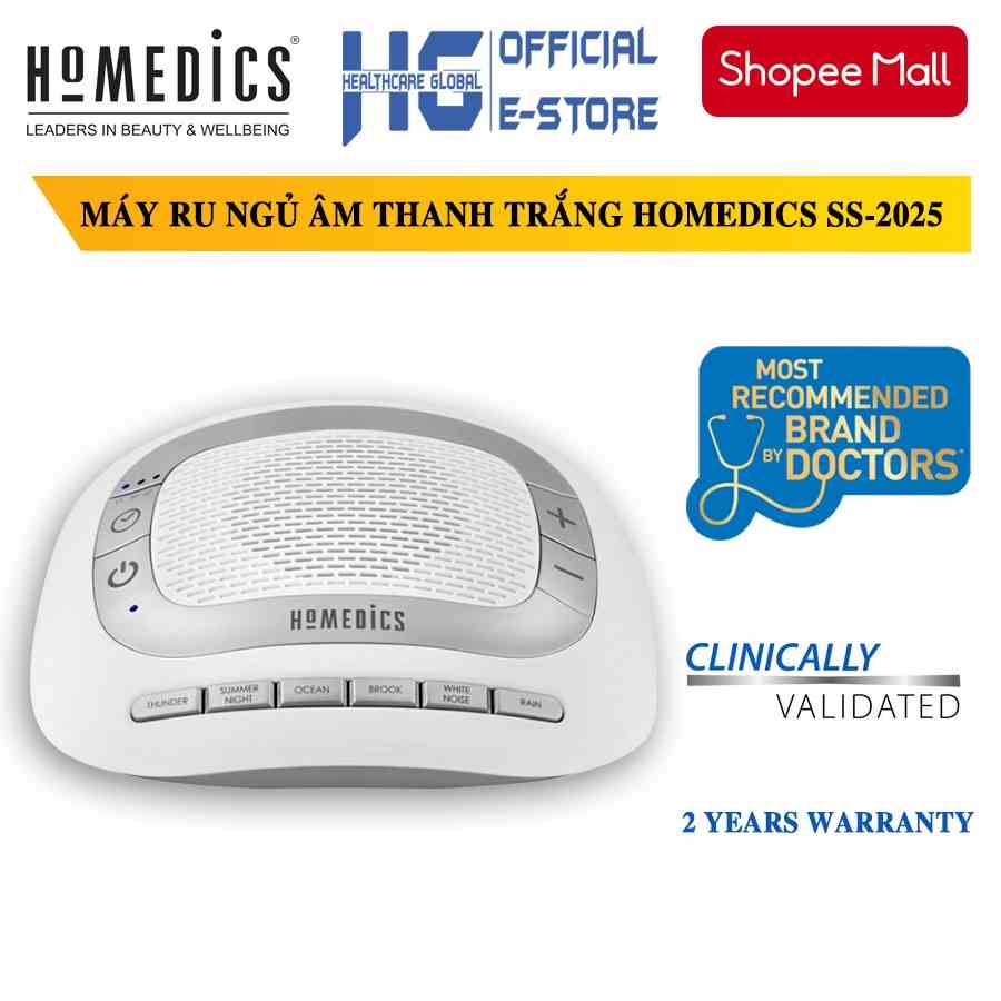 [Nhập Khẩu Mỹ] Máy Ru Ngủ Âm Thanh Trắng Homedics SS-2025 | Sử Dụng Cho Trẻ Em , Người Già , Người Bị Mất Ngủ