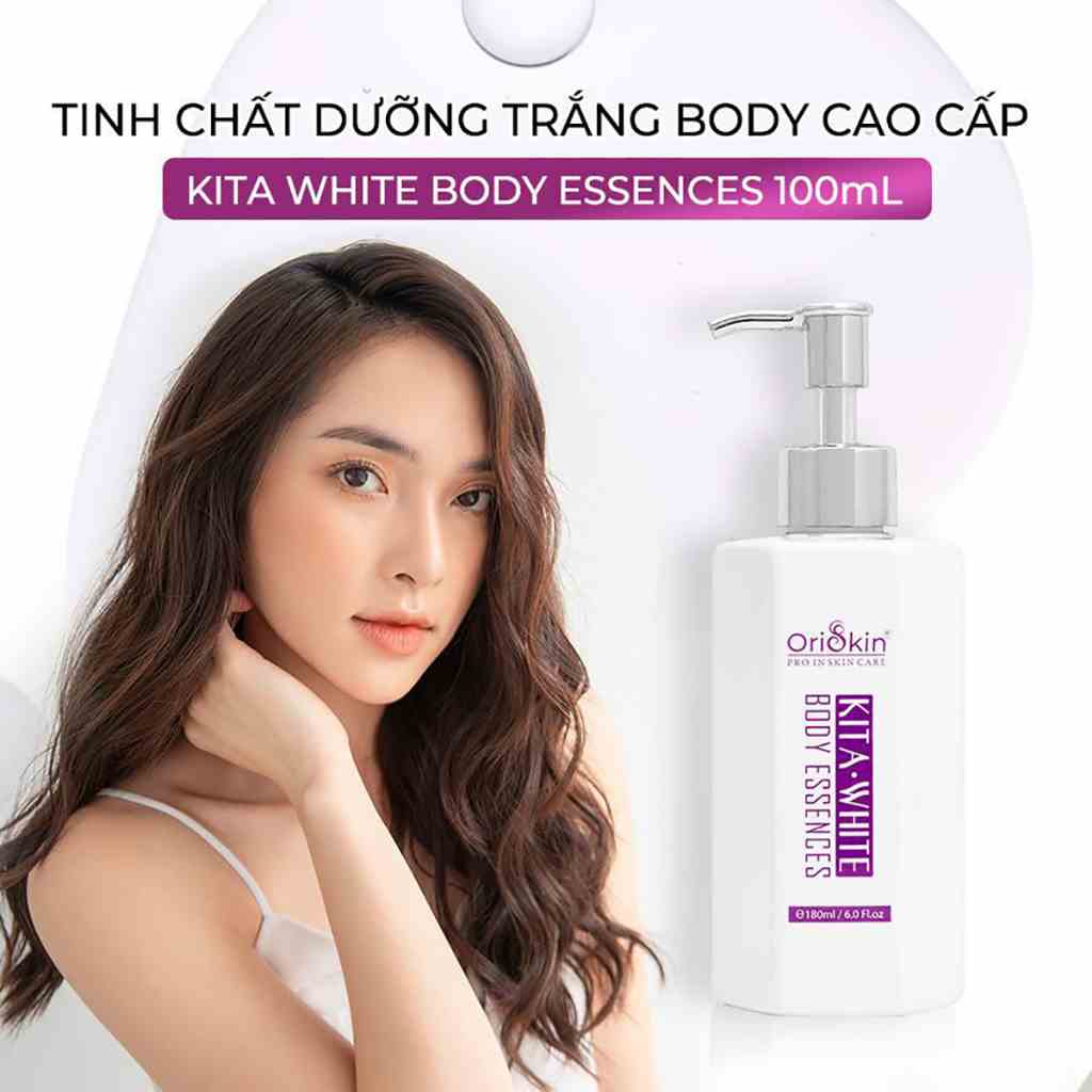 Sữa Dưỡng Trắng Da Body, Hỗ Trợ Kích Trắng Da, Cấp Ẩm Và Làm Sáng Da Oriskin Kita White Body Essences 180ml