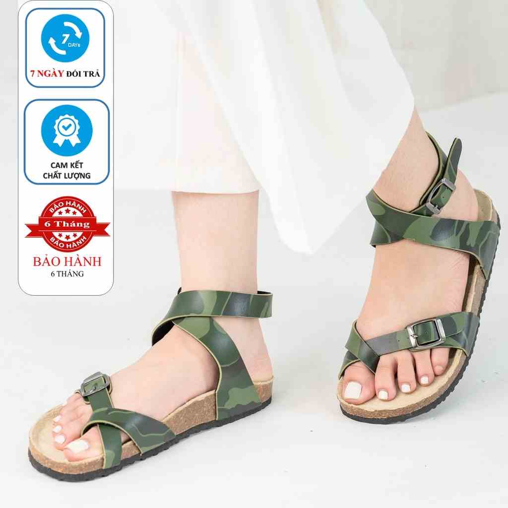 [Bản giới hạn] R16 - Sandal Birken Đế Trấu BIOLINE Camo Rằn Ri Unisex Nam nữ Quai xỏ ngón Da PU cao cấp