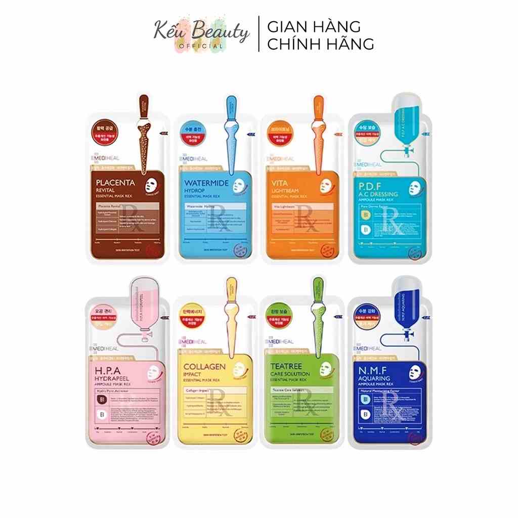 Mặt nạ giấy Mediheal Impact Essential Mask REX bản nâng cấp 3X 24ml (Teatree, Collagen, Vita, Placenta, Watermide)