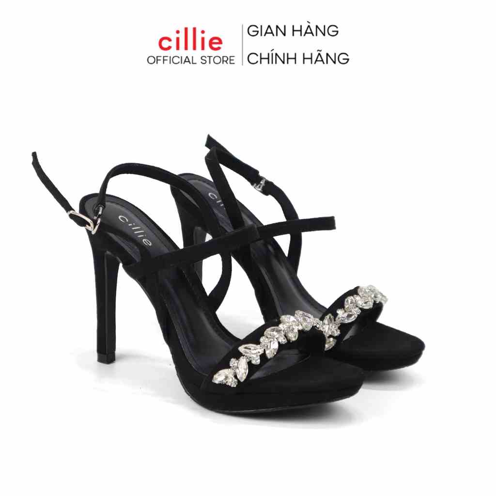 Giày Sandal Nữ Cillie Đính Đá Dép Cao Gót 11p Gót Nhọn Chắc Chắn Đi Tiệc Đám Cưới 1080