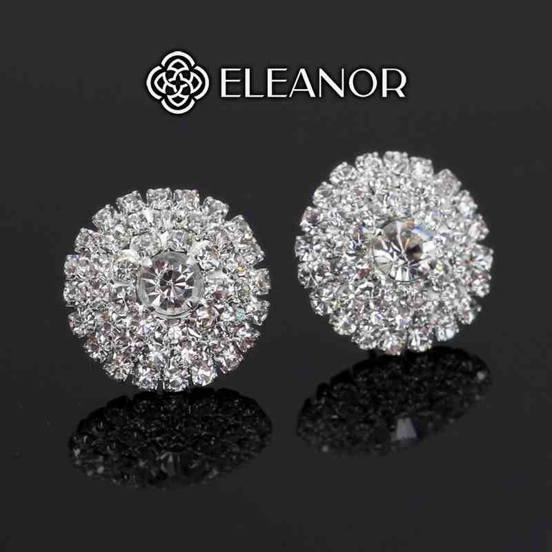 Bông tai nữ chuôi bạc 925 Eleanor Accessories hình tròn đính đá phụ kiện trang sức 4927