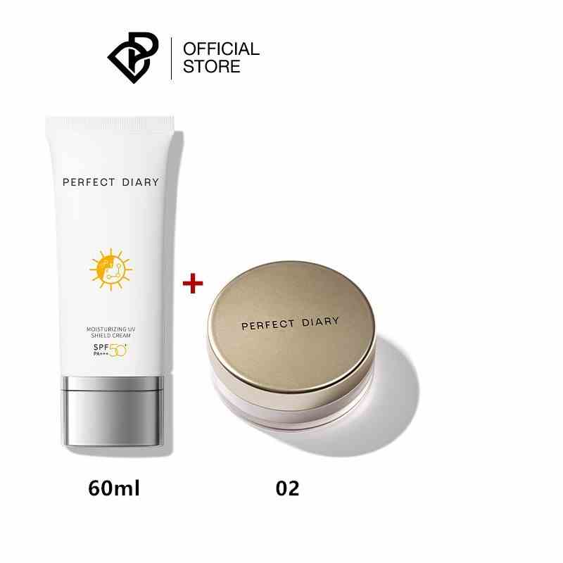 Bộ Perfect Diary Gồm Kem Chống Nắng UV PA + + + 60ML Và Phấn Phủ Mềm Mịn Kiềm Dầu (Nhiều Màu Tùy Chọn)