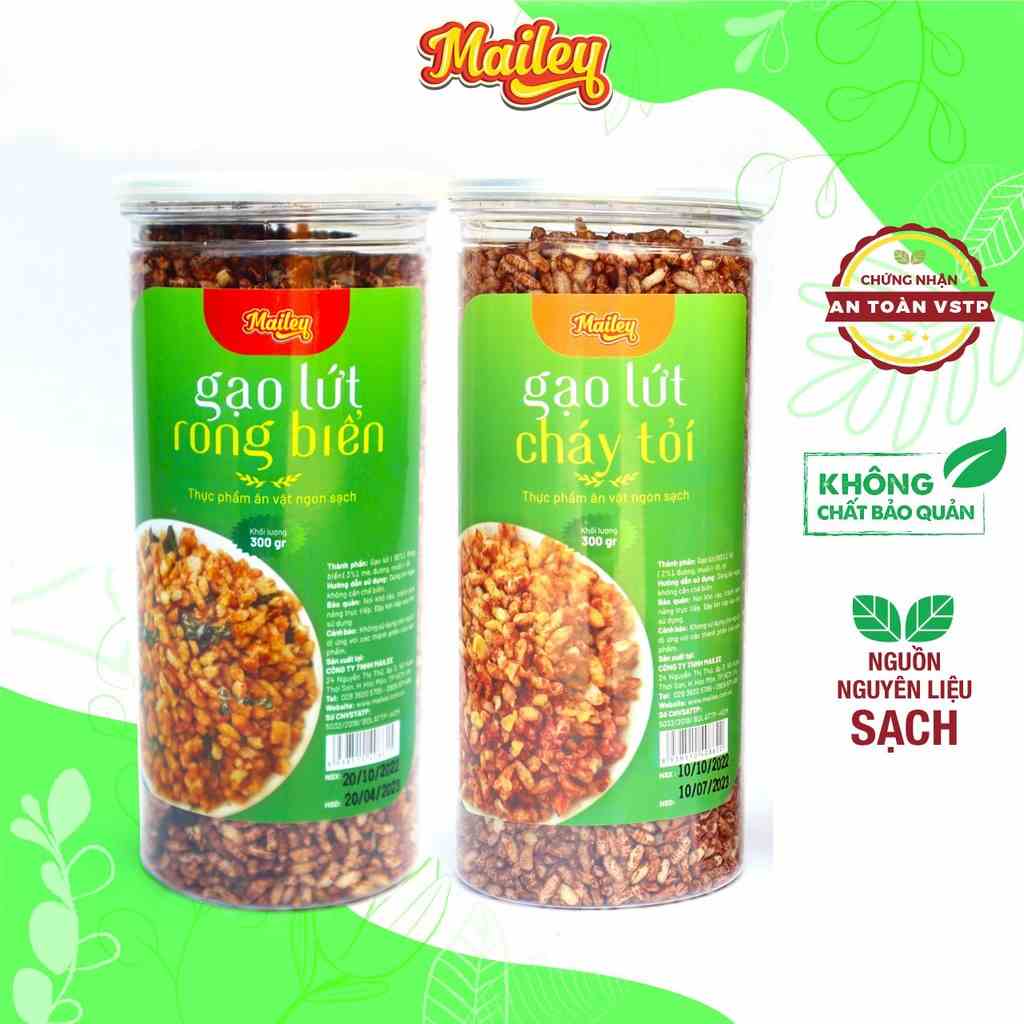 [Mã BMLTA35 giảm đến 35K đơn 99K] Combo ăn vặt Mailey 2 hũ gạo lứt giảm cân cháy tỏi 300g và gạo lứt rong biển 300g