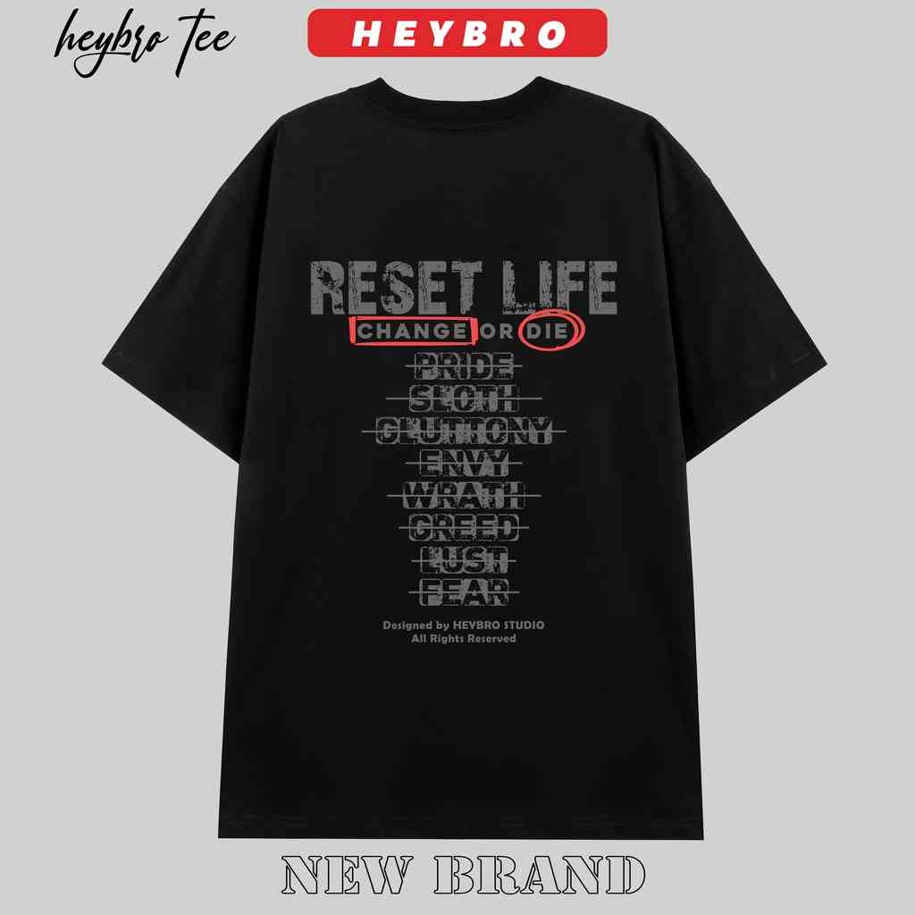 [Mã BMLTB35 giảm đến 35K đơn 99K] Áo thun nam nữ unisex tay lỡ form rộng oversize local brand HEYBRO / RESET LIFE