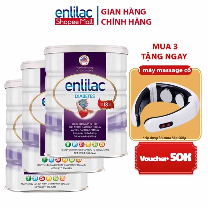 Sữa Cho Người Tiểu Đường ENLILAC Diabetes Giúp Ổn Định Đường Huyết, Ăn Ngon Ngủ Ngon Hộp 900g