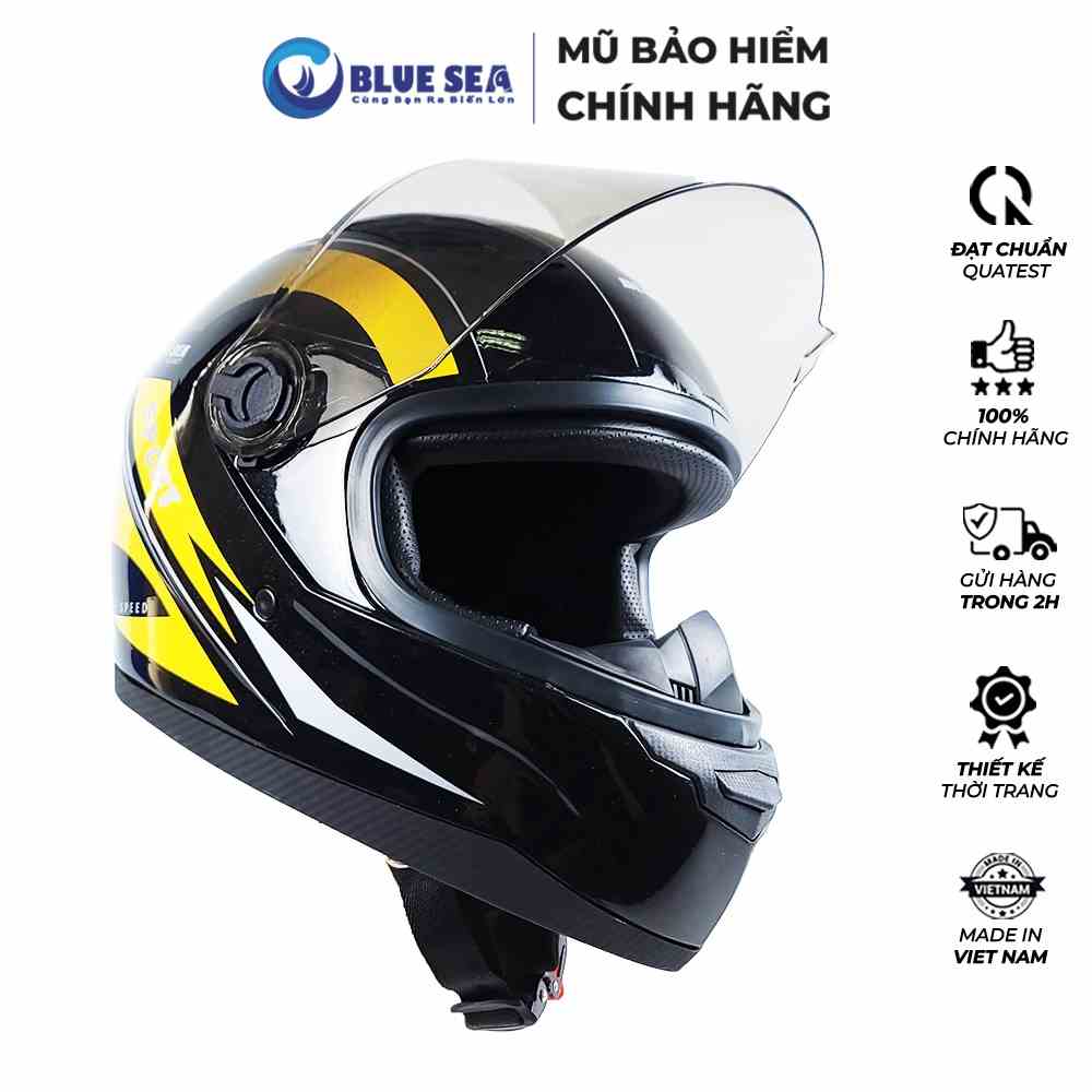 [Mã BMLTB200 giảm đến 100K đơn 499K] Mũ Bảo Hiểm Full face BLUE SEA A105 Màu Vàng Đậm - Hàng Chính Hãng