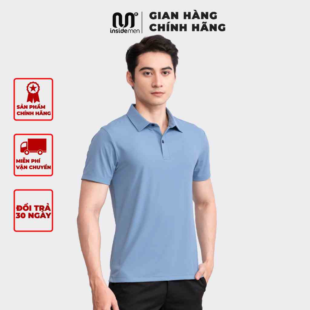 Áo polo nam INSIDEMEN trơn vải cotton thoáng mát thấm hút không nhăn form regular fit IPS034S3