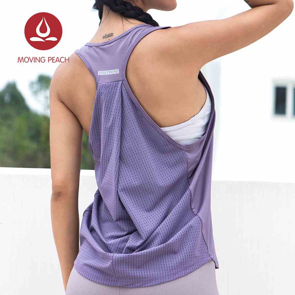 MOVING PEACH EVM Áo Tank Top Thể Thao Không Tay Dáng Rộng Toàn Diện In Họa Tiết Quả Đào Cho Nữ