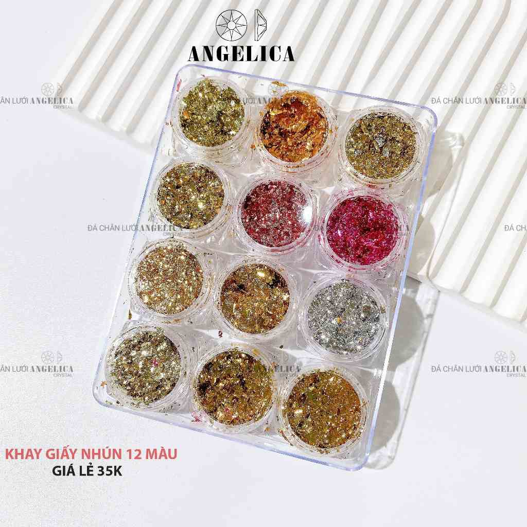 Set 12 màu giấy nhún nail ánh vàng kim trang trí móng ANGELICA KGN SNSM NSMS