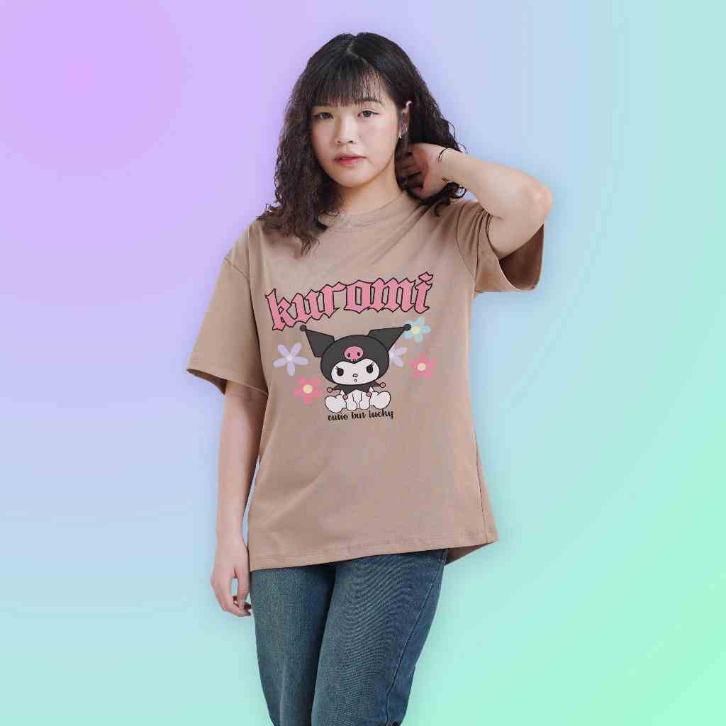 [Mã BMLTB35 giảm đến 35K đơn 99K] Áo thun dáng oversize nữ hình Kuromi chất cotton 2 chiều 250 gsm