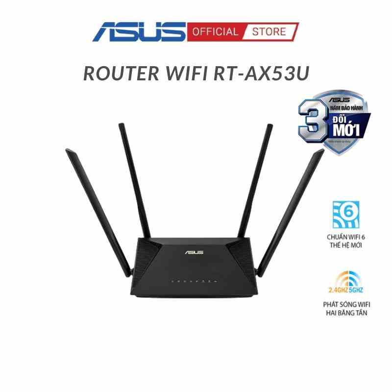 [Mã BMLTB35 giảm đến 35K đơn 99K] Bộ Phát Wifi (Router) ASUS RT-AX53U | Chuẩn Wifi 6 I AiMesh | AX1800Mbps | BH 3 năm