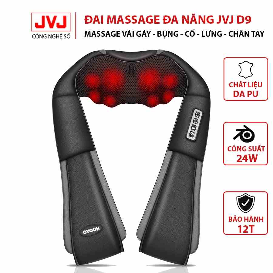 Đai massage cổ vai gáy hồng ngoại JVJ D9, hỗ trợ giảm đau vai gáy, bụng, cổ, lưng eo, tay chân- BH 12T