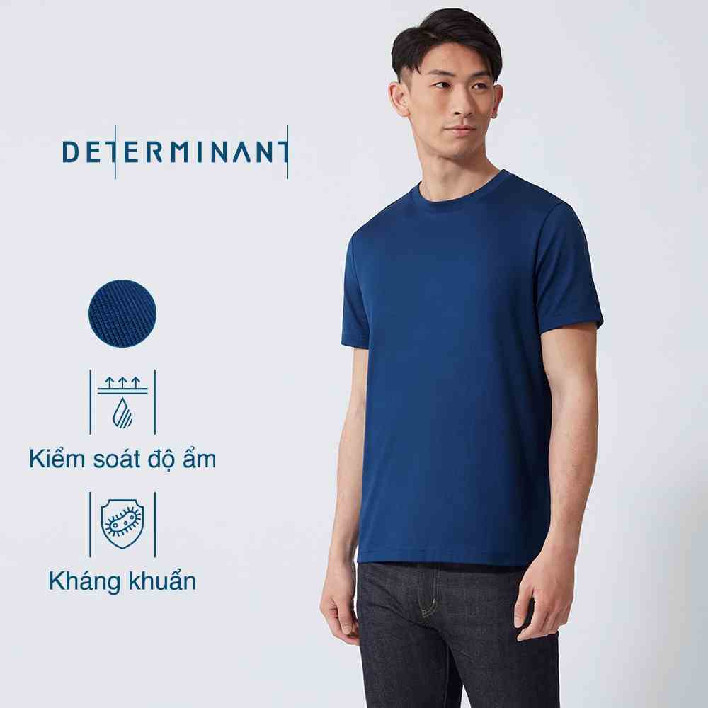 Áo thun nam cổ tròn DETERMINANT tay ngắn - kháng khuẩn - 100% cotton - màu xanh dương đậm - T02