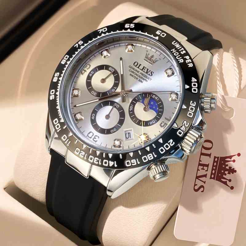 OLEVS Đồng hồ nam  chính hãng Thiết kế mặt số Chronograph chống thấm nước dạ quang ROLEX Daytona 2875