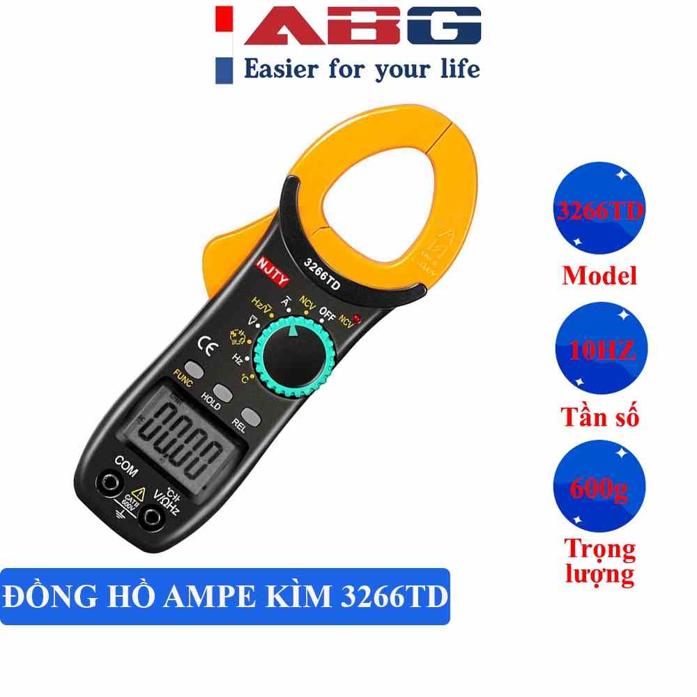 [Mã BMLTB200 giảm đến 100K đơn 499K] Ampe Kìm Đồng Hồ Kẹp Dòng Vạn Năng ABG NJTY 3266TD