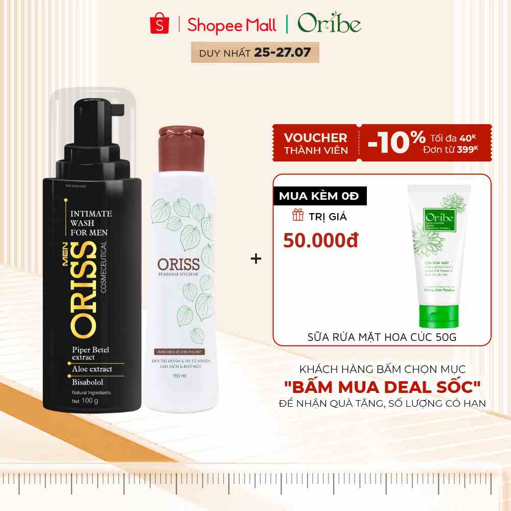 [Mã BMLTA35 giảm đến 35K đơn 99K] Combo Dung Dịch Vệ Sinh Cho Nam Và Nữ Oriss - 150ml/chai