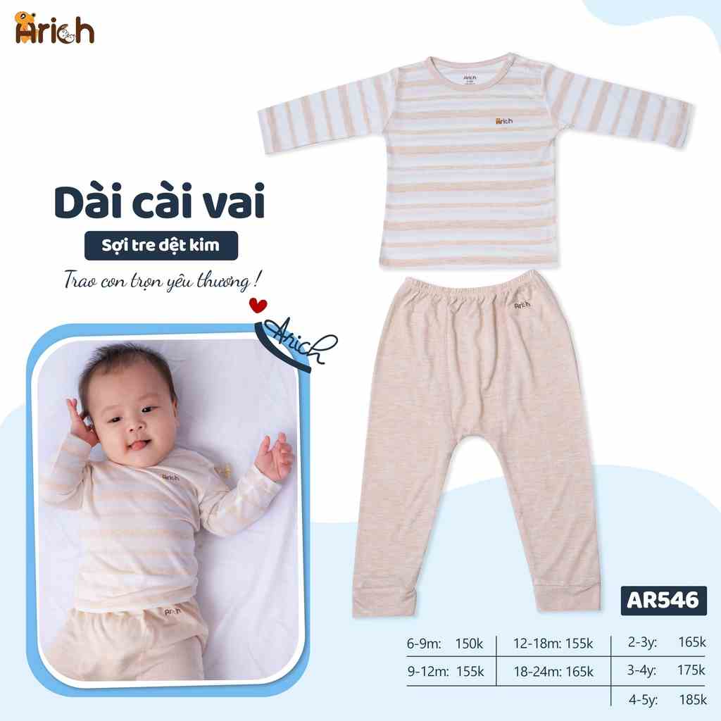 Bộ quần áo dài cài vai dệt kim Arich