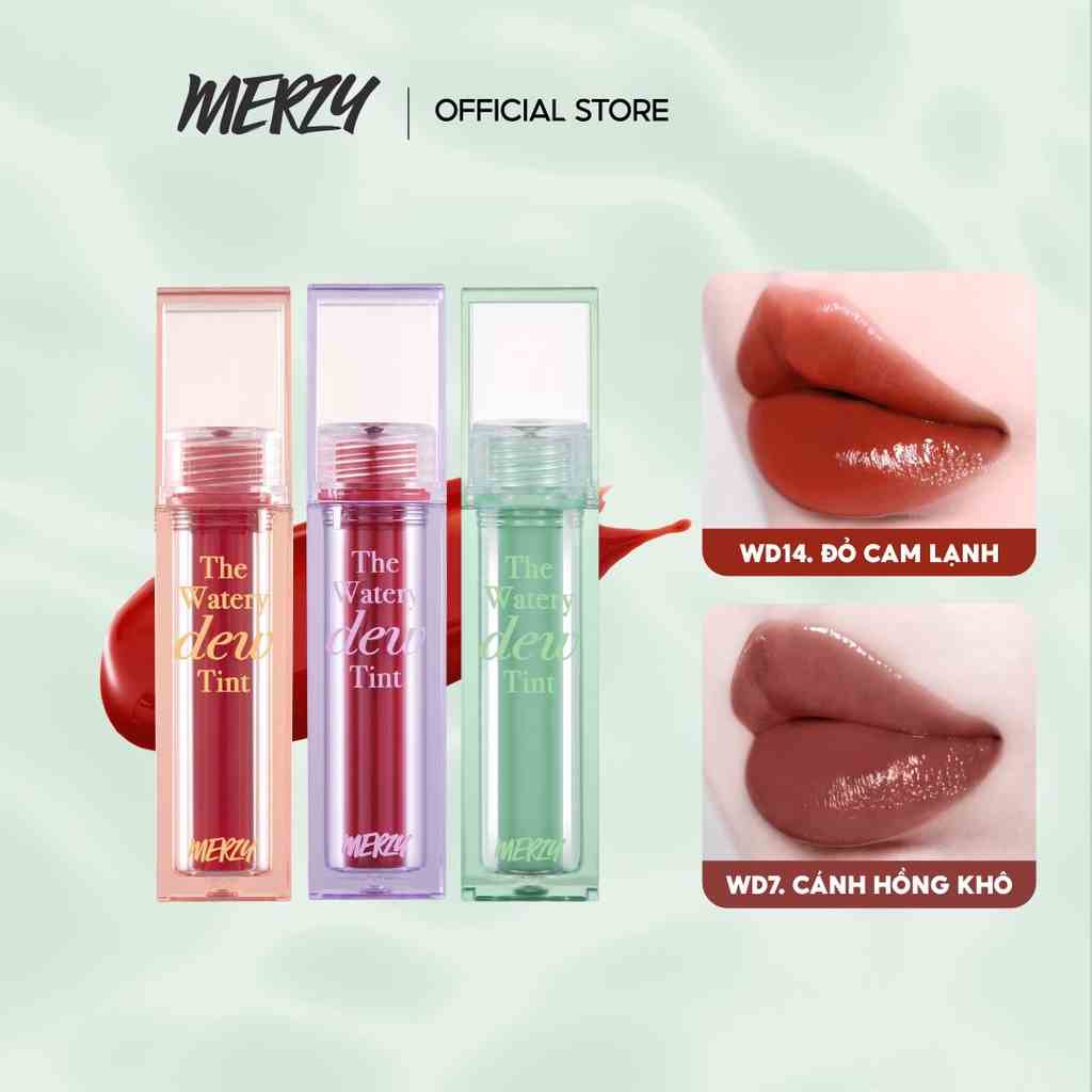 [NEW][Ver 3] Son Tint Bóng Hàn Quốc Bền Màu, Lâu Trôi Cho Đôi Môi Căng Mọng, Ẩm Mịn Merzy The Watery Dew Tint 4g