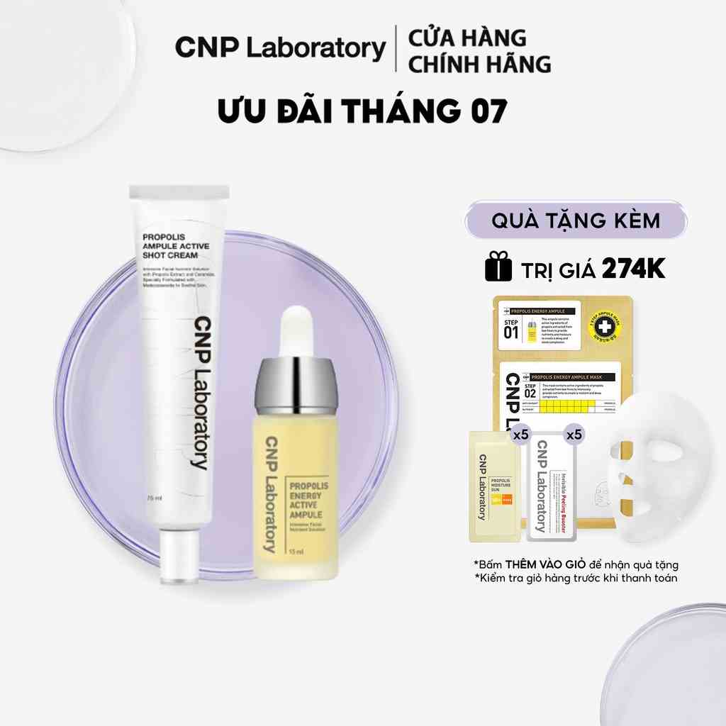 [Mã COSCNBE6 giảm 10% đơn 500K] Combo phục hồi keo ong: Tinh chất & kem dưỡng phục hồi da CNP Laboratory Propolis Combo