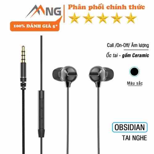 Tai nghe nhét tai có dây Rockspace Obsidian có mic nghe nhạc chơi game - hàng chính hãng bảo hành 1 năm