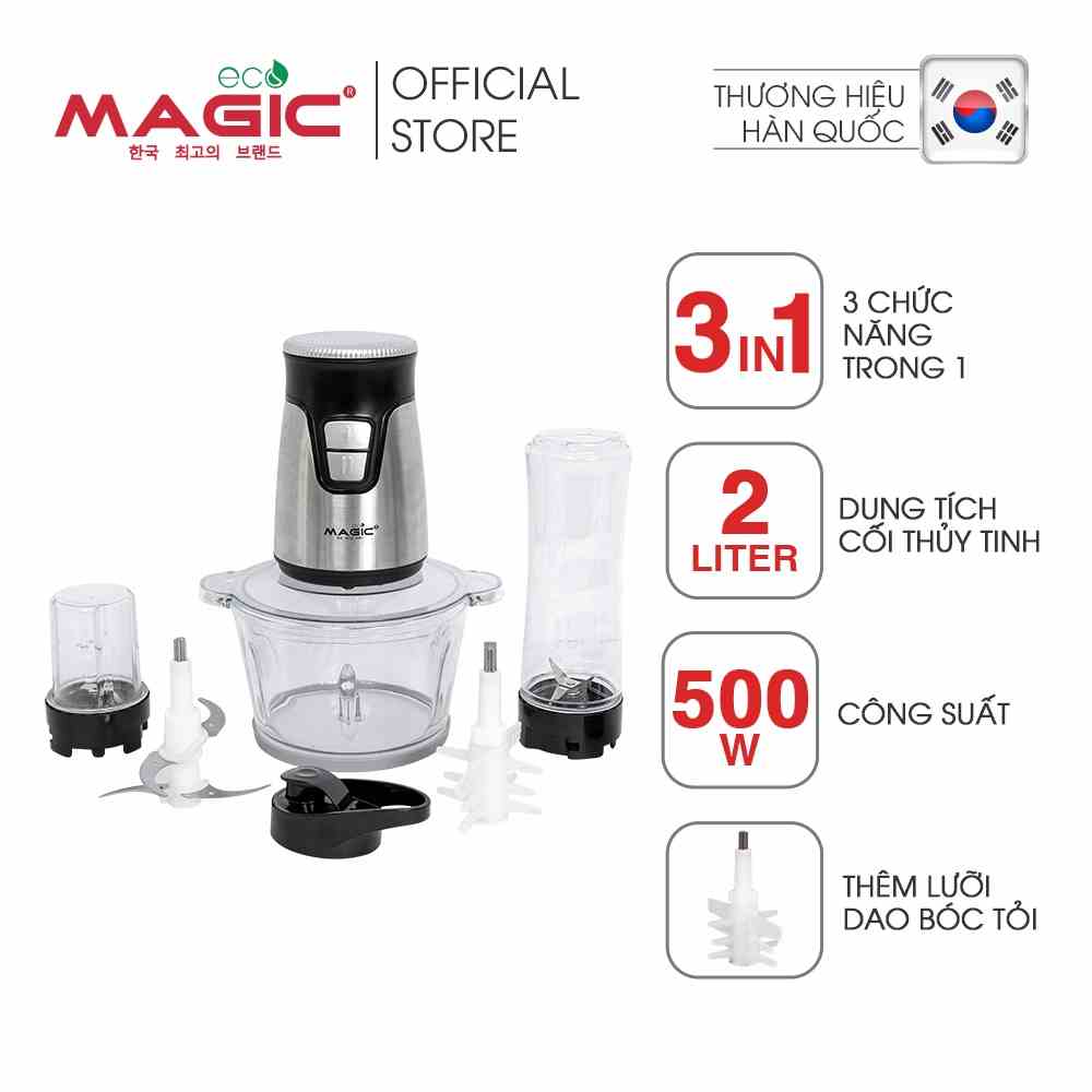 Máy xay đa năng 3IN1 xay thịt, xay hạt, xay sinh tố Magic Eco AC-17 1,5L, BH chính hãng