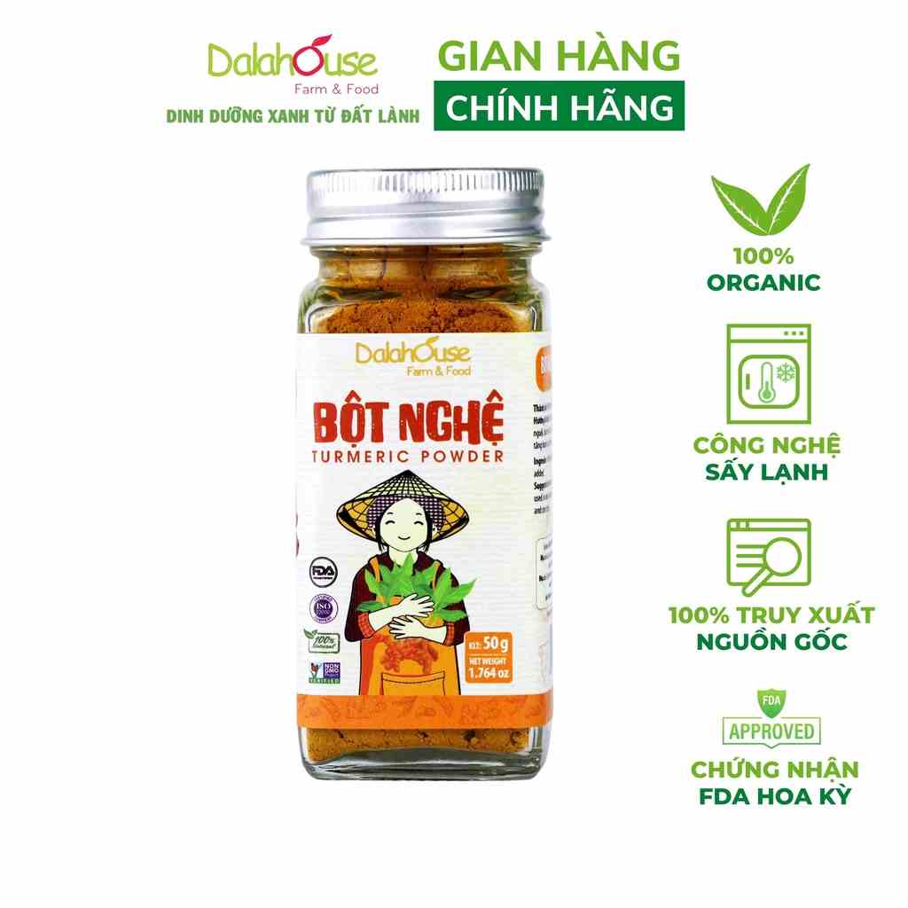 Bột nghệ organic nguyên chất Dalahouse công nghệ sấy lạnh tiêu chuẩn Châu Âu lọ 40 gr