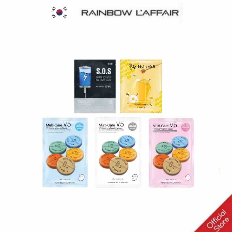 [Mã BMLTB35 giảm đến 35K đơn 99K] Combo 5 mặt nạ Rainbow Laffair dưỡng trắng, cấp ẩm, săn chắc da 5 x 25ml