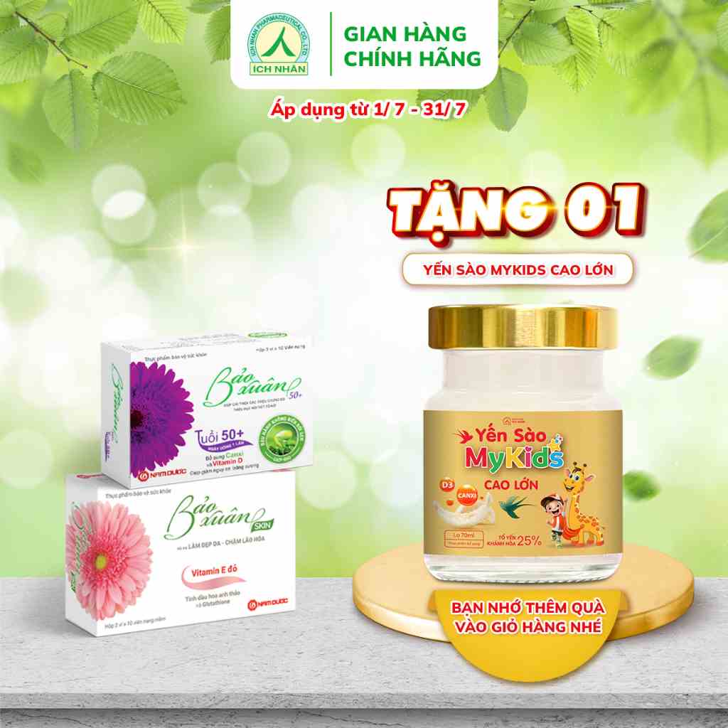 Bộ 2 Sản Phẩm Bảo Xuân 50+, Bảo Xuân Skin Hỗ Trợ Trắng Da, Hỗ Trợ Làm Đẹp, Chống Lão Hóa Điều Hòa Nội Tiết Tố Nữ