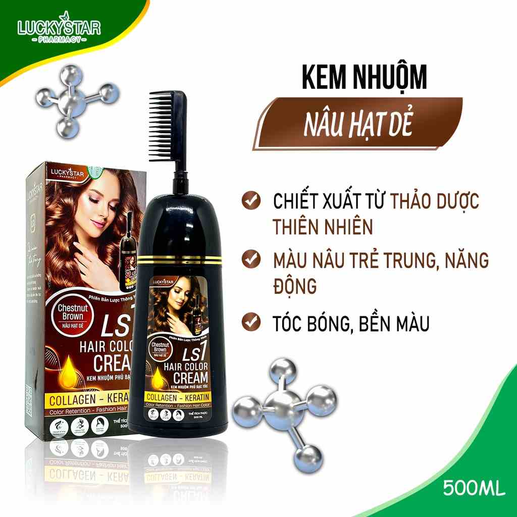 [Mã BMLTA35 giảm đến 35K đơn 99K] Kem Nhuộm Lucky Star Màu Nâu Hạt Dẻ 250ml/ 500ml