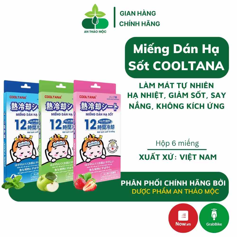 Miếng dán hạ sốt TANAPHAR Cooltana làm mát tự nhiên hạ nhiệt giảm sốt say nắng không gây kích ứng cho bé