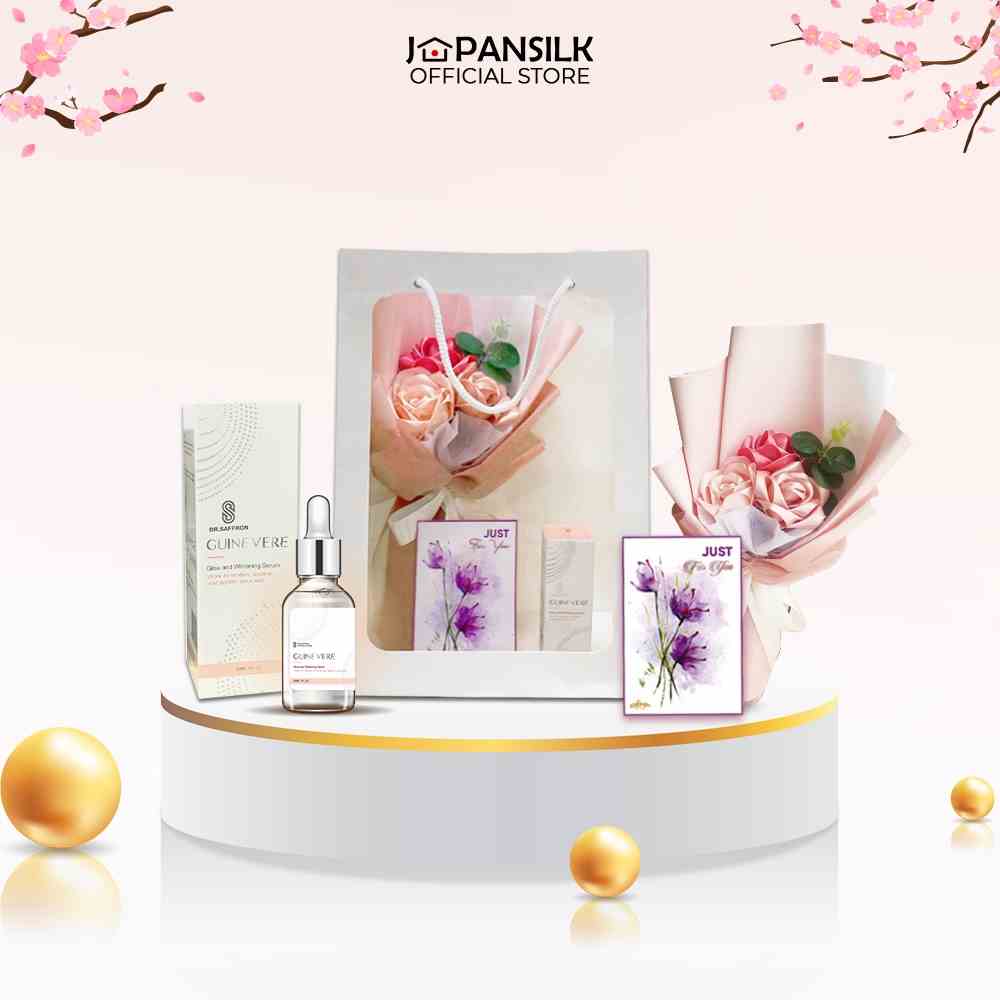 [Mã BMLTA35 giảm đến 35K đơn 99K] Túi quà 20/10 Saffron Việt Nam bao gồm (túi + hoa lụa + serum dưỡng da)