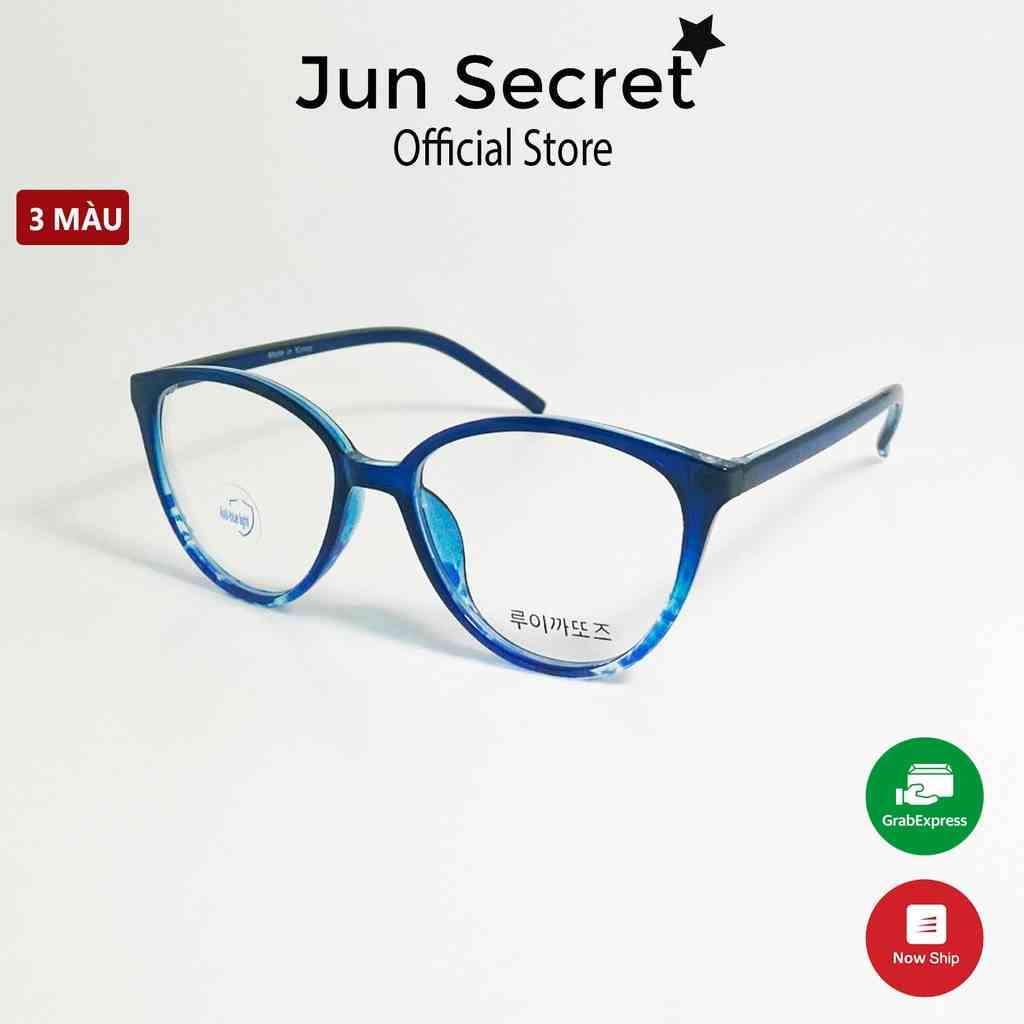 Mắt kính giả cận nữ gọng nhựa cao cấp Jun Secret kiểu kính hình mắt mèo siêu sang chảnh, tròng 0 độ chống tia UV JS23A60