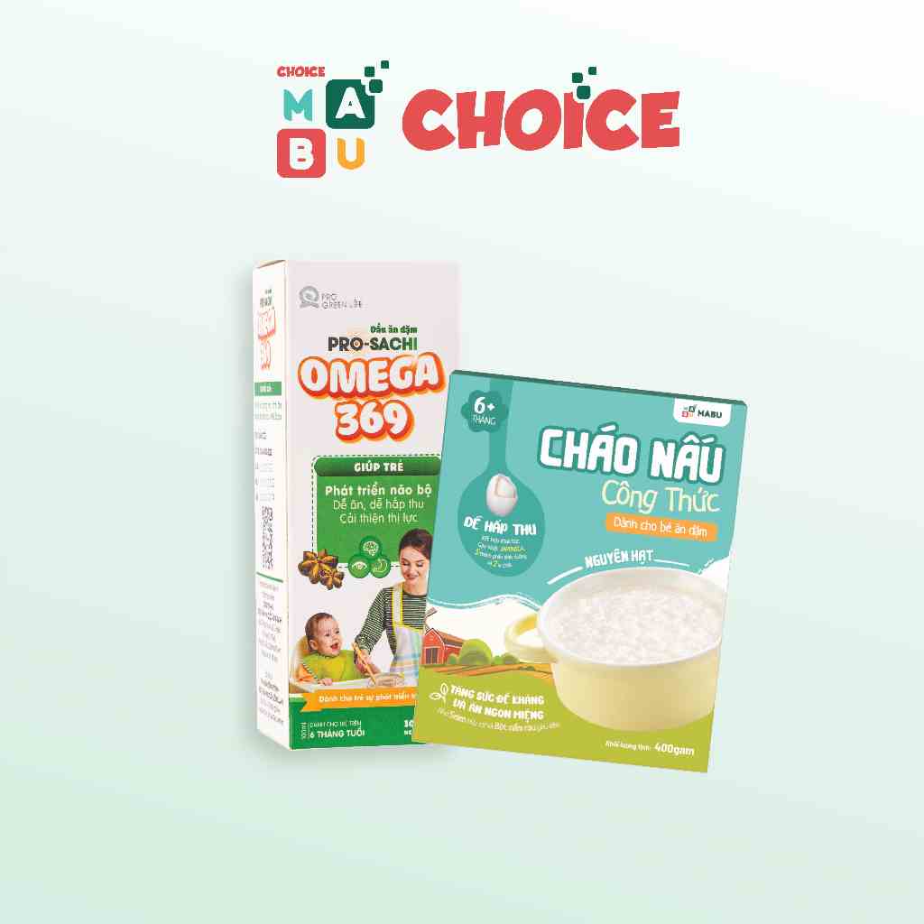 [Mã BMLTB35 giảm đến 35K đơn 99K] Combo cháo ăn dặm nguyên hạt Mabu (400g), dầu ăn dặm PRO Sachi (100ml)