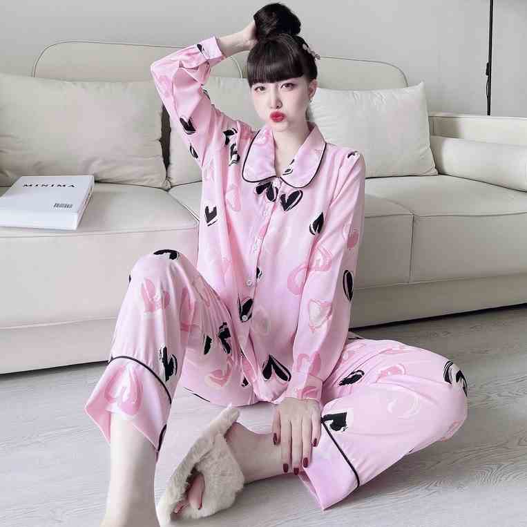 [Mã BMLT30 giảm đến 30K đơn 299K] Đồ Bộ Nữ Pijama SOJUN Quần Dài Tay dài Lụa Mango Cổ Sen Cao Cấp 50-65kg