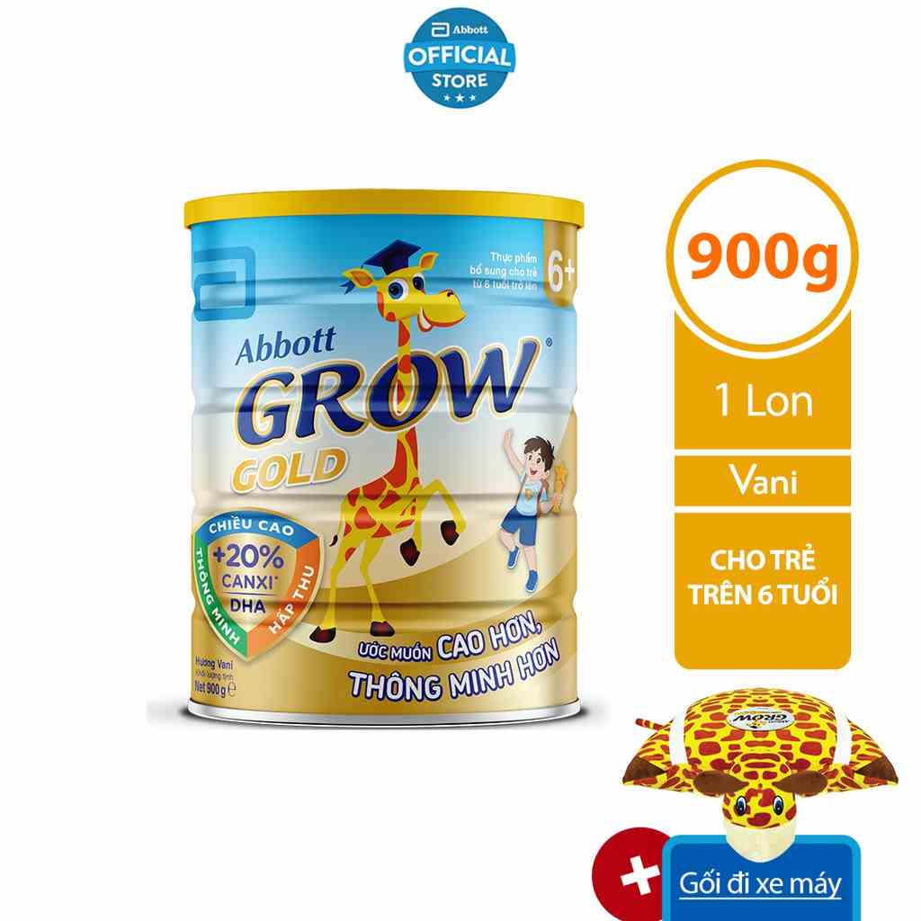 [Tặng gối đi xe máy Grow] Sữa bột Abbott Grow 6+ 900g/lon